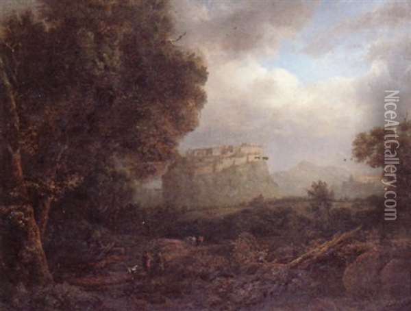 View To A Cliff-top Monastery Oil Painting - Patrick Nasmyth