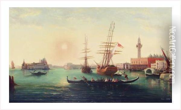 Gondoles Sur Le Grand Canal A Venise Oil Painting - Xavier Sager