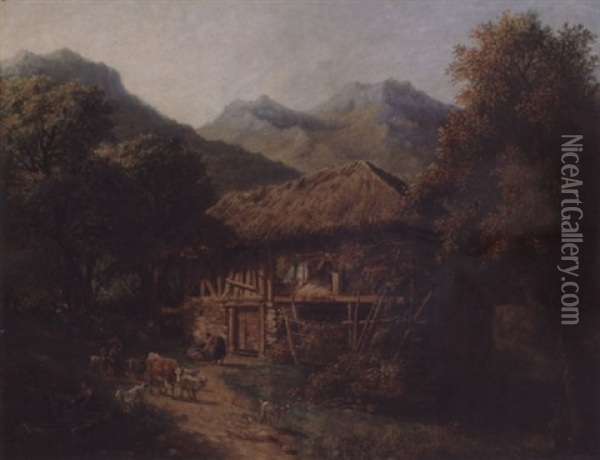 Landskap Fra Savoien Oil Painting - Johan Goerbitz