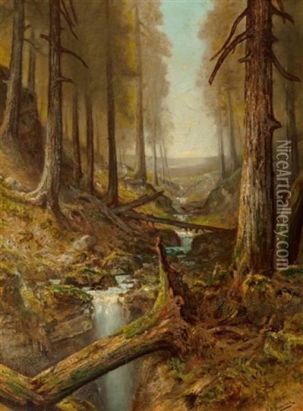 Forest Interior Oil Painting - Ralph Albert Blakelock