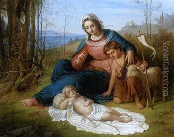 Maria Mit Dem Kind Und Dem Johannesknaben Oil Painting - Karl Schoenherr