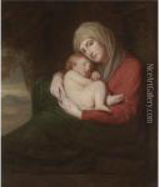A Mother And Child Oil Painting - George Romney