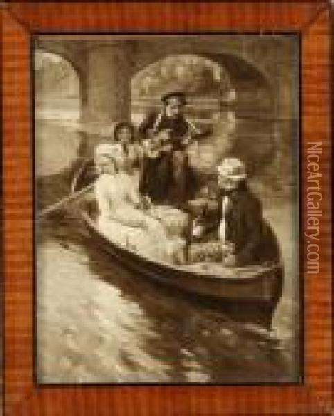 Die Witwe / Der Schausteller / Der Hundefanger / Der Student Oil Painting - Honore Daumier