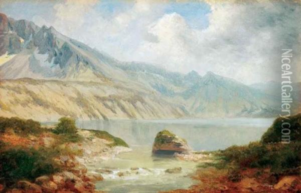 In The Alps Oil Painting - Karoly Telepy