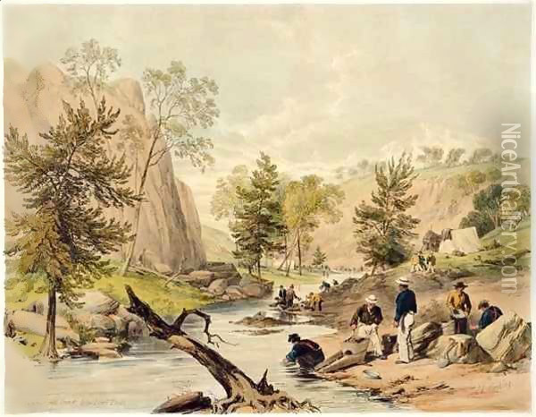 Gold Washing, Summer Hill Creek, below Lewis' Ponds Oil Painting - George French Angas