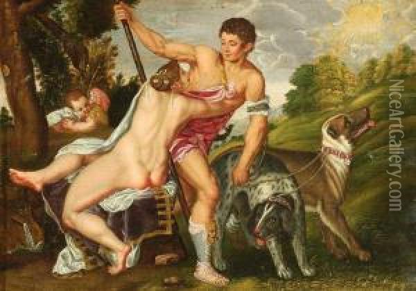 Venus Und Adonis Oil Painting - Tiziano Vecellio (Titian)