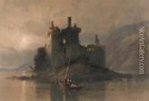 A View Of Kilchurn Castle, Loch Awe, Argyll Oil Painting - Thomas Miles Richardson