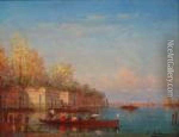  Gondole A Venise  Oil Painting - Charles Clement Calderon
