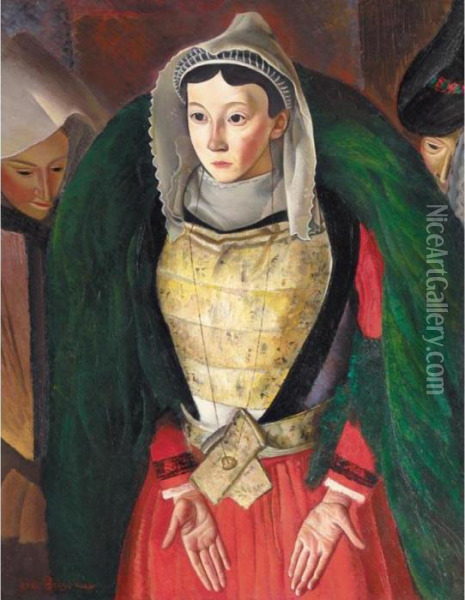 Breton Woman Oil Painting - Boris Dimitrevich Grigoriev