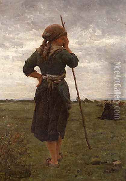 The shepherdess 1879 Oil Painting - Pierre Celestin Billet