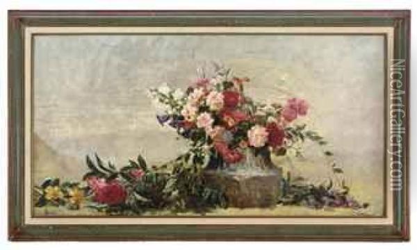 A Flower Bouquet Oil Painting - L. Glaize