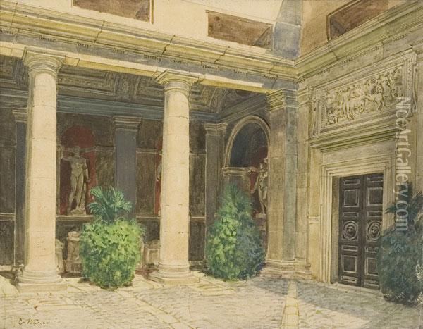 Portico Pompeiano Oil Painting - Carl Friedrich H. Werner