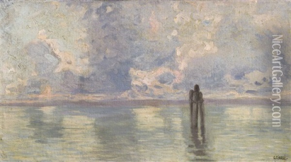 View Of The Lagoon, Venice Oil Painting - Guglielmo Ciardi