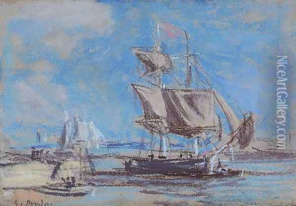 Voilier au port Oil Painting - Eugene Boudin