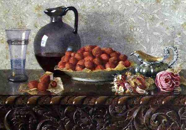 Still Life with Strawberries Oil Painting - Kate Hayllar