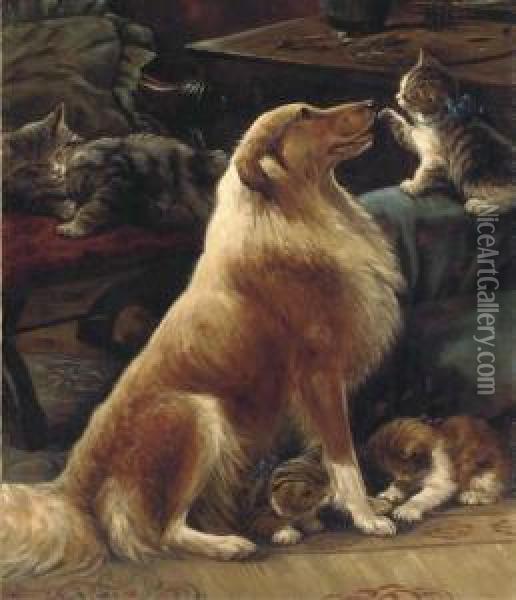 Playful Companions Oil Painting - Fannie Moody