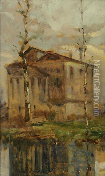 Casa Oil Painting - Pietro Fragiacomo