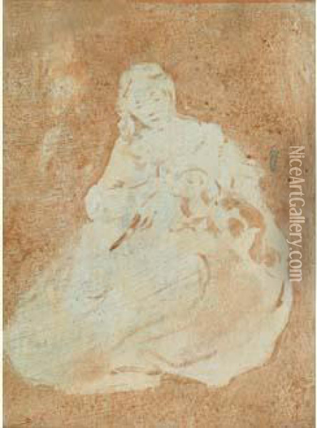 La Jeune Femme Au Chien Oil Painting - Narcisse-Virgile D Az De La Pena