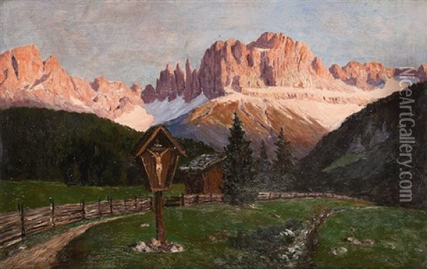 Coucher De Soleil En Montagne Oil Painting - Carl Hilders
