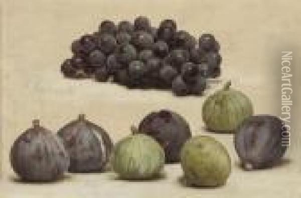 Still Life Of Grapes And Figs Oil Painting - John William Godward