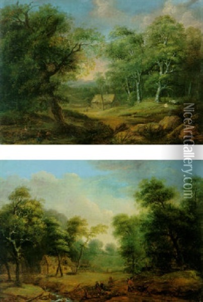 Waldlandschaft Mit Bauerlicher Staffage Oil Painting - Jakob Manskirch