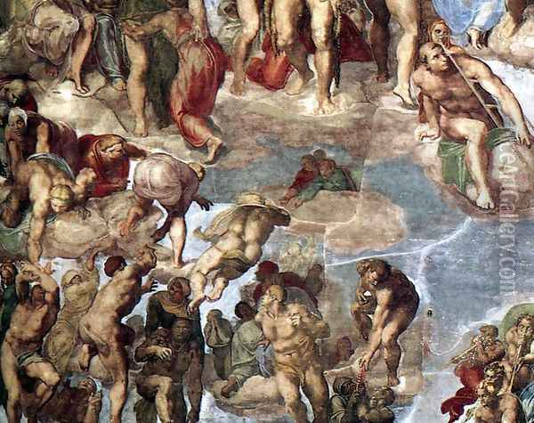 Last Judgment (detail-13) 1537-41 Oil Painting - Michelangelo Buonarroti