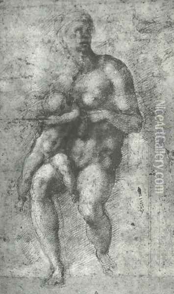 Study for a Holy Family with the Infant St.John Oil Painting - Michelangelo Buonarroti