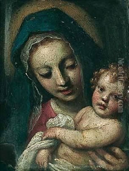 The Madonna And Child Oil Painting - Palma Vecchio (Jacopo Negretti)