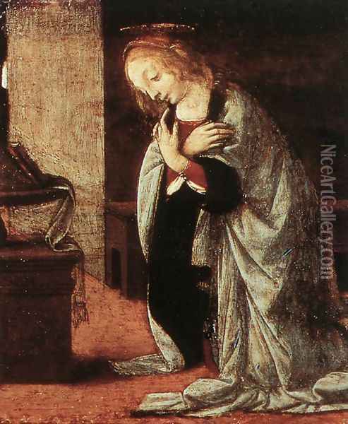 Annunciation (detail 2) 1478-82 Oil Painting - Leonardo Da Vinci