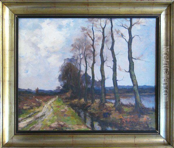 En Campine. 
Le Chemin Des Marais Oil Painting - Leon Jamin