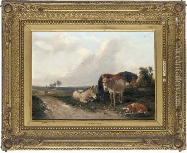 Resting Beside The Track Oil Painting - Thomas Smythe