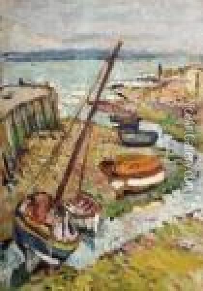 Harbour Scene Oil Painting - George Leslie Hunter
