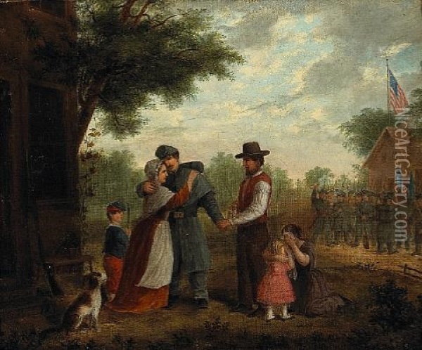 A Sad Farewell (civil War Scene) Oil Painting - Alfred A. Hart