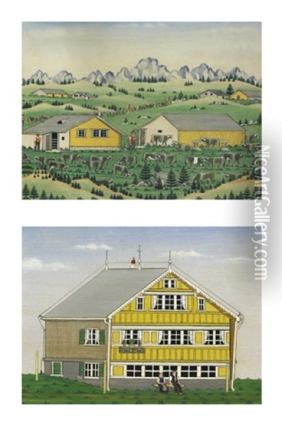 Auf Der Alp Oil Painting - Johannes Zuelle