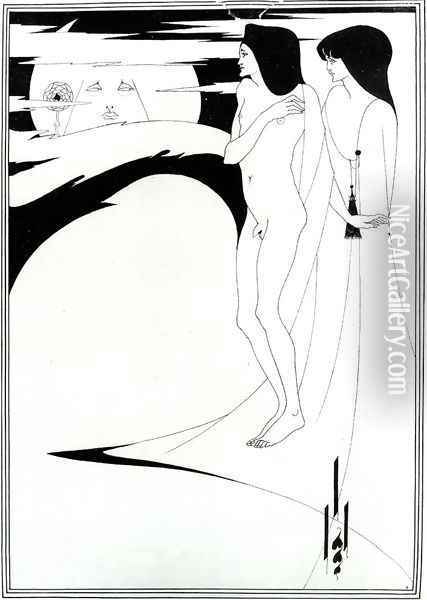 The Woman in the Moon Oil Painting - Aubrey Vincent Beardsley