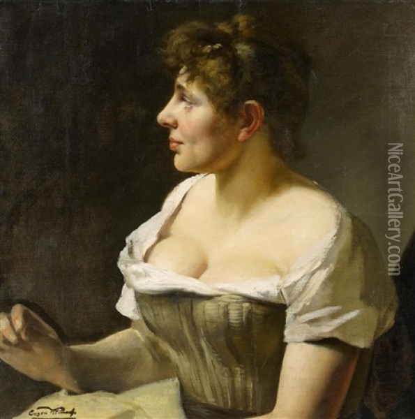 Portrat Einer Jungen Dame Oil Painting - Eugen Johann Georg Klimsch