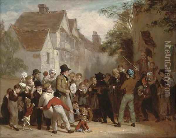 The dancing bear Oil Painting - William Frederick Witherington