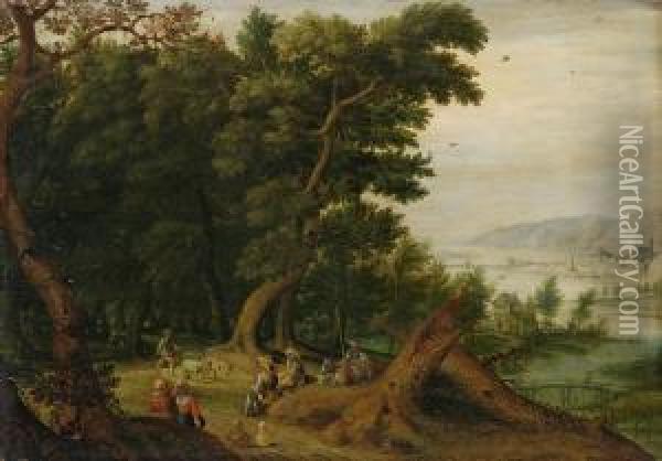 Bewaldete Landschaft Mitfigurenstaffage Oil Painting - Mattheus Adolfsz Molanus