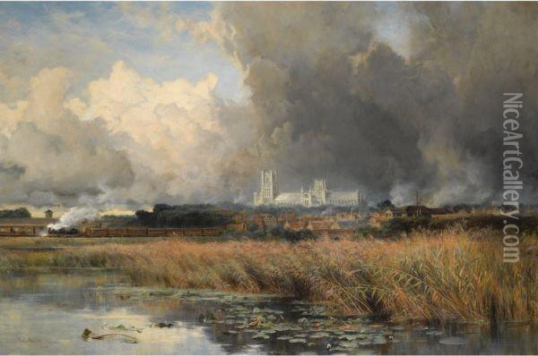 Passing Storm, Ely Oil Painting - Keeley Halswelle