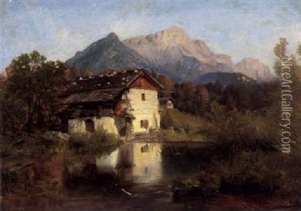 Muhle Bei Berchtesgaden Oil Painting - Julius Lange