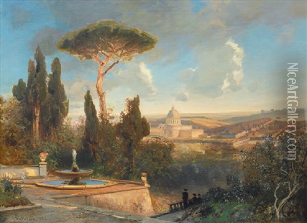 View From Monte Mario On The Vatican Oil Painting - Ascan Lutteroth