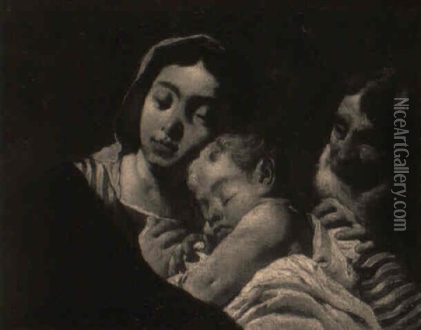 The Holy Family Oil Painting - Pier Francesco Mola