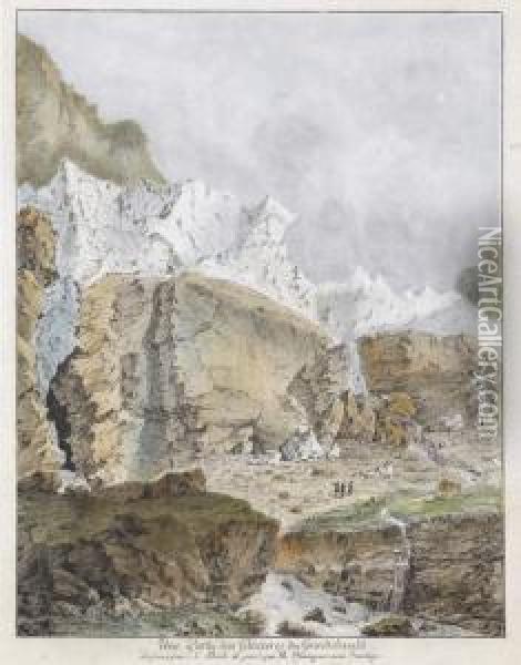 Une Partie Des Glacieres Du Grindelwald Oil Painting - Johann Ludwig Aberli