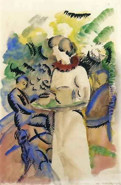 Afternoon in the Garden Oil Painting - August Macke