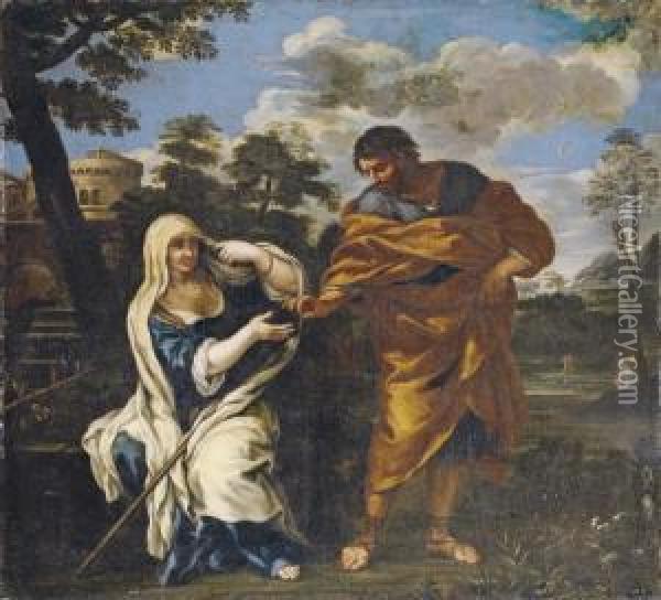 Judah And Tamar Oil Painting - Ciro Ferri