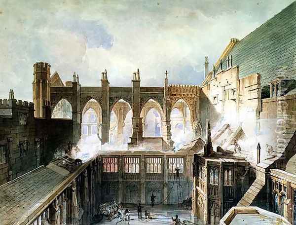 The Destruction of St. Stephens Chapel, Westminster, 1834 Oil Painting - John Taylor