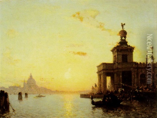 Vue De Venise, L'ancienne Douane Oil Painting - Amedee Rosier