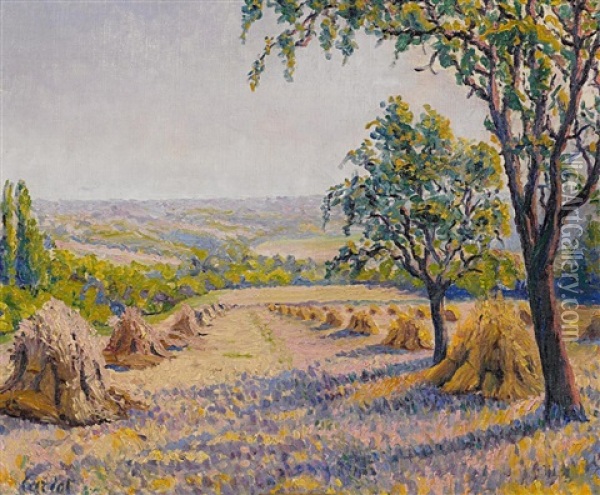 Sommerliche Felderlandschaft Bei Perigny Oil Painting - Gustave Camille Gaston Cariot