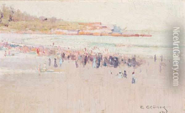 Figures At Coogee Oil Painting - Elioth Gruner