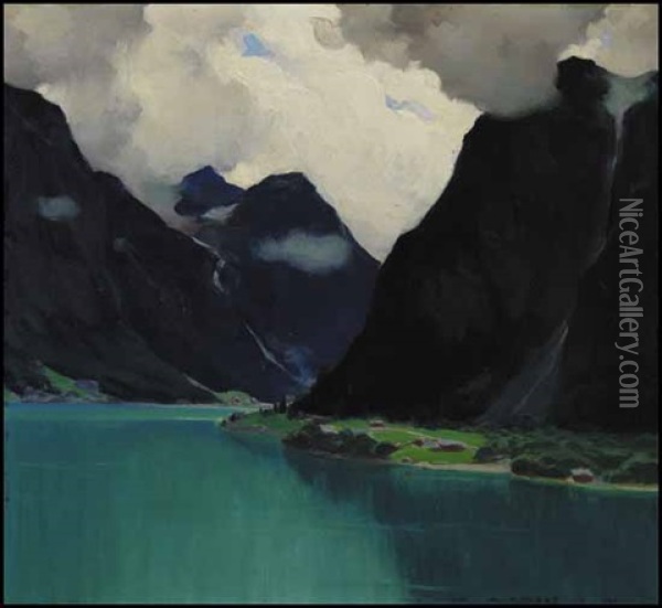 Lac Norvegien - Lac Olden (nordfjord) Oil Painting - Clarence Alphonse Gagnon